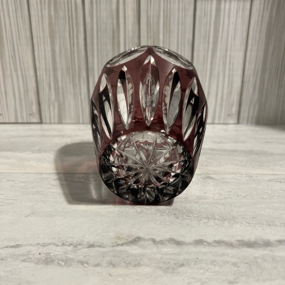 AMETHYST PURPLE PLUM VASE CUT TO CLEAR LEAD CRYSTAL NACHTMANN BAMBERG GERMANY - Picture 3 of 3